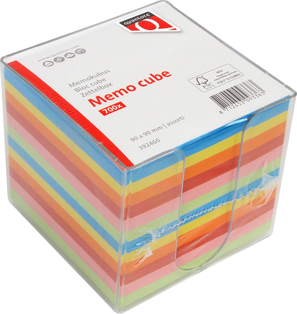 Memokubus Quantore 90x90mm transparant assorti
