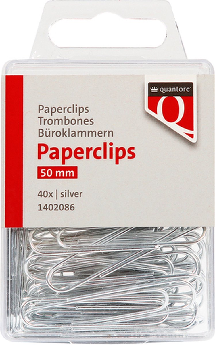 Paperclip Quantore 50mm rond 40 stuks zilver