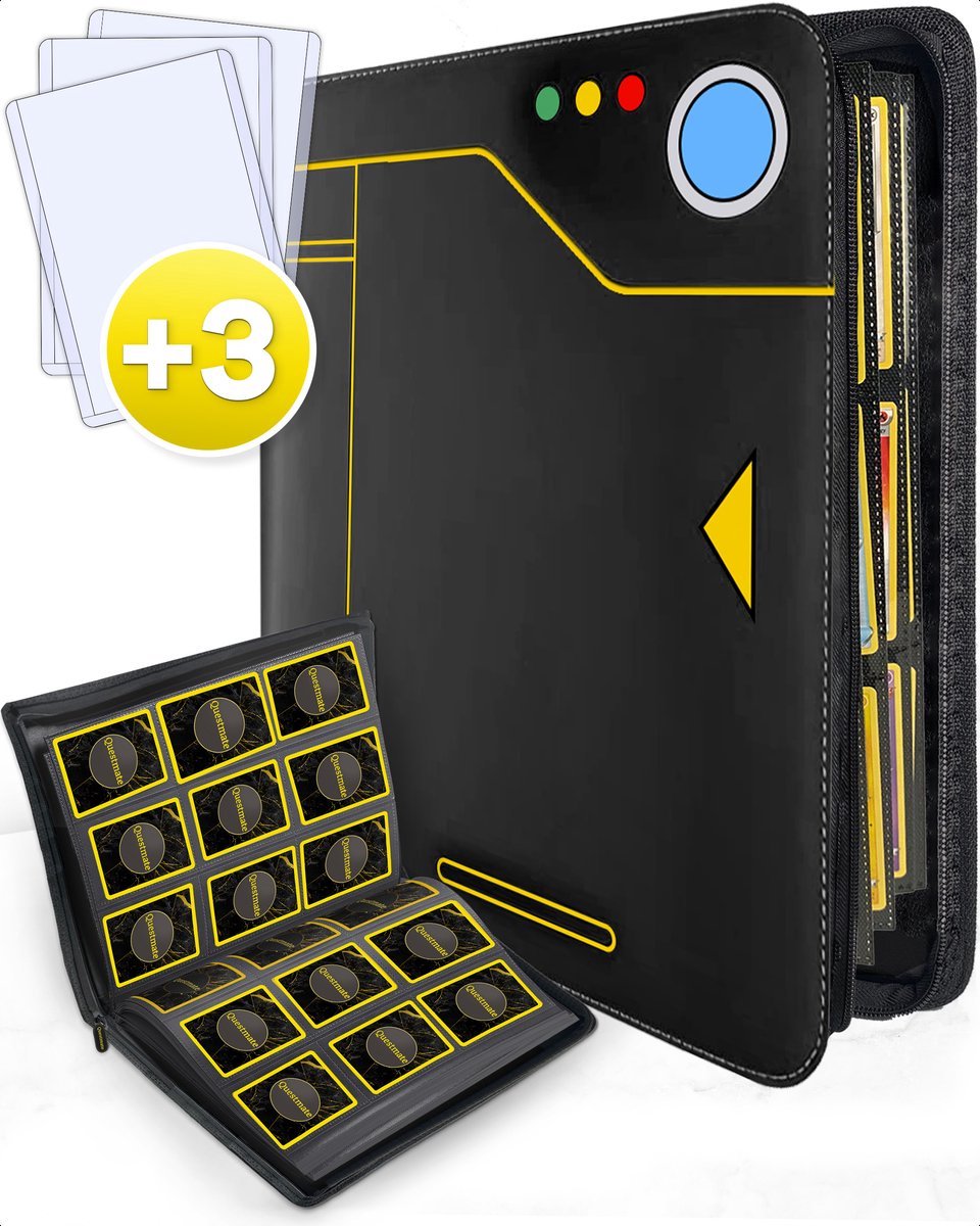 Questmate Verzamelmap - Map voor 360 Kaarten - met 3x Sideload Beschermhoesjes - 9 Pocket / Vakken - Binder met Ritssluiting - Vuil en Waterafstotend Portfolio