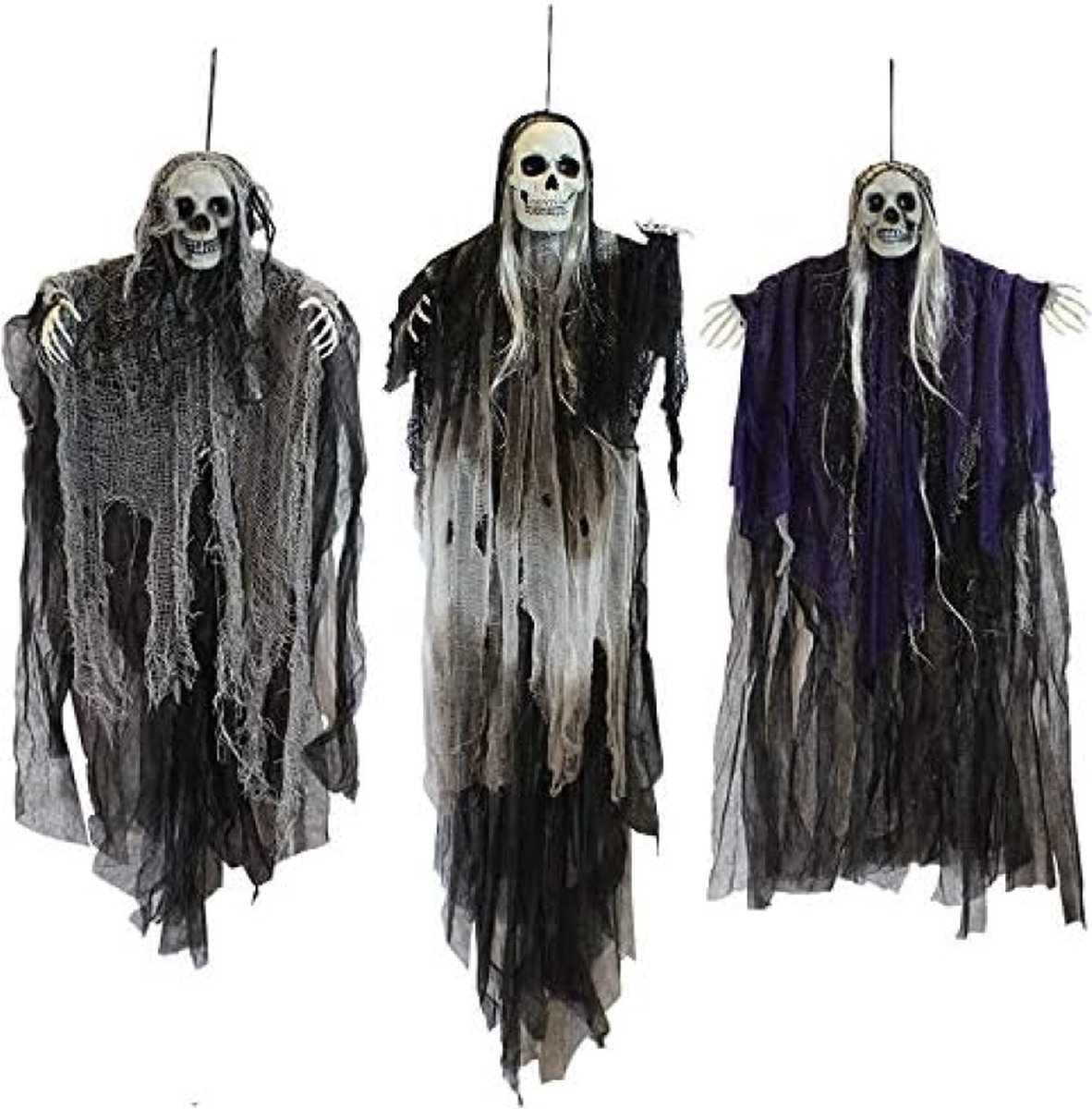 3 Pack opknoping Halloween skelet geesten decoraties