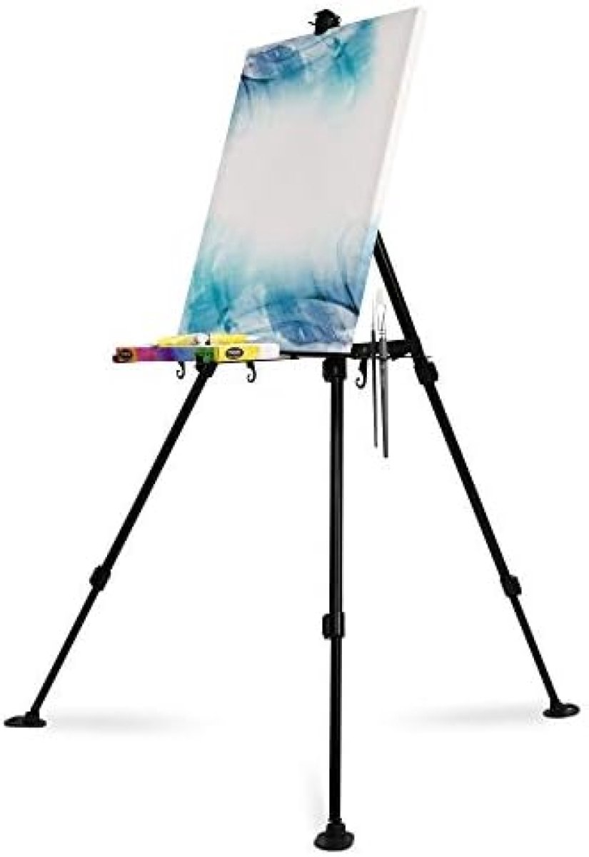Aluminium   Paris 165cm - Veldezel en Tafelezel in één - Geschikt voor Kleine en Extra Grote Doeken - Ultralicht en Draagbaar - Stabiel Design met Rubberen Voeten - Inclusief Penseelhouder