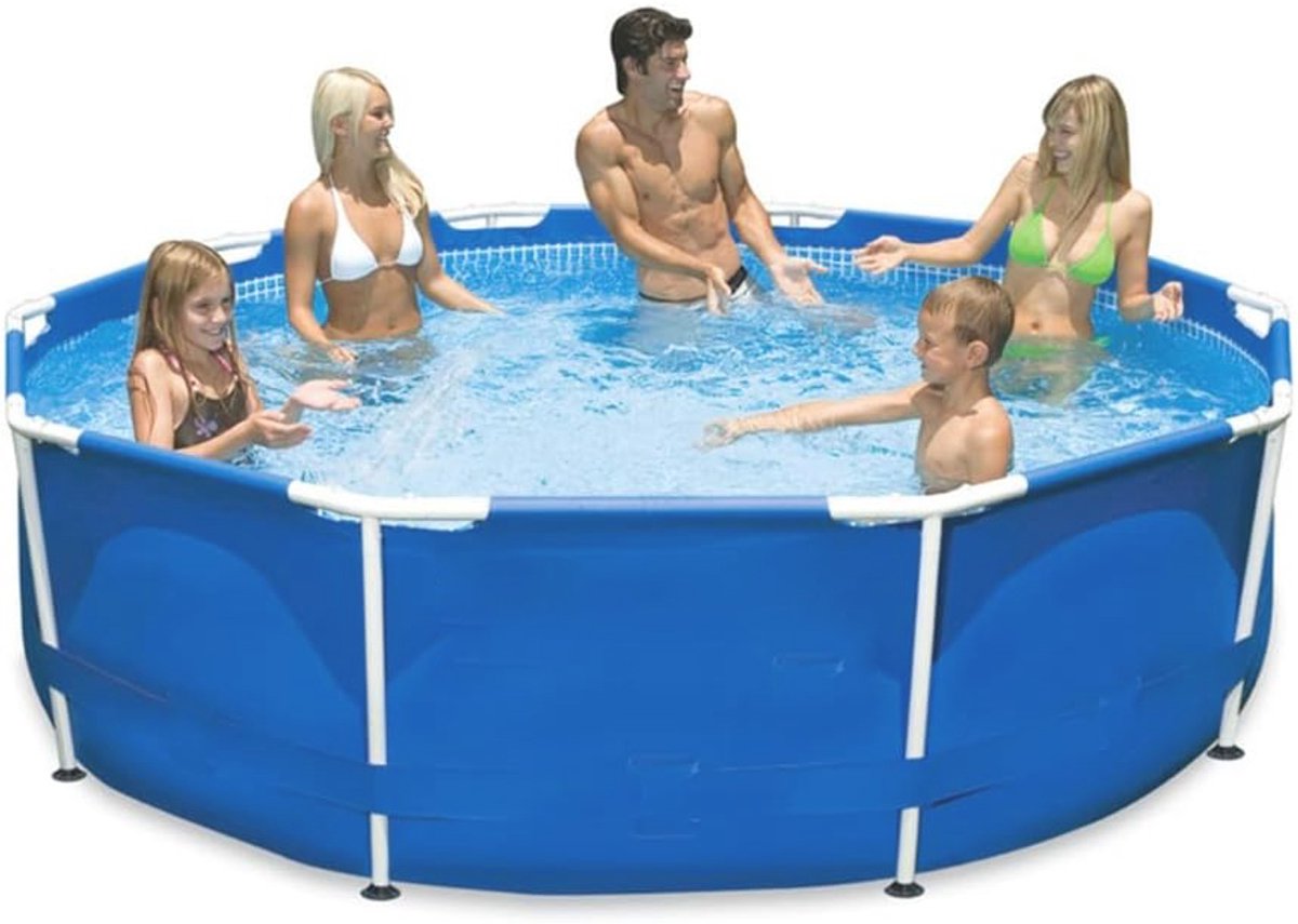 Metal Frame Zwembad, 305 cm x 76 cm, Rond, Blauw - Snel en Eenvoudig te Monteren
