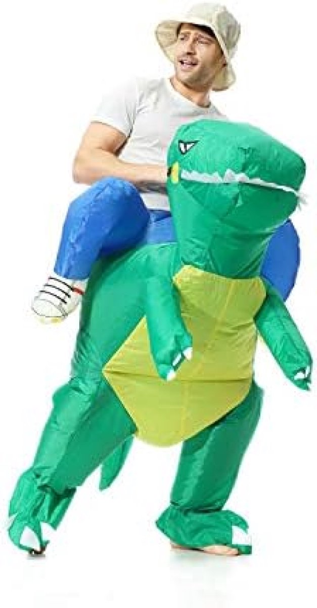 Opblaasbaar Kostuum Halloween Volwassen Rijdende Dinosaurus Jurk voor Mannen en Vrouwen