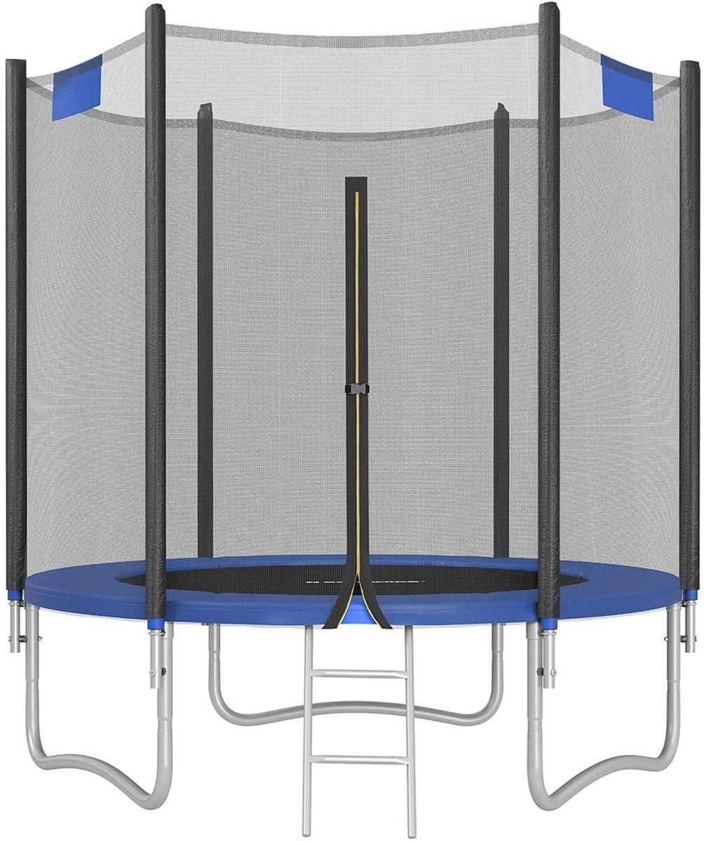 Ronde tuintrampoline Ø 183 cm met veiligheidsnet, randafdekking en ladder voor kinderen - Blauw