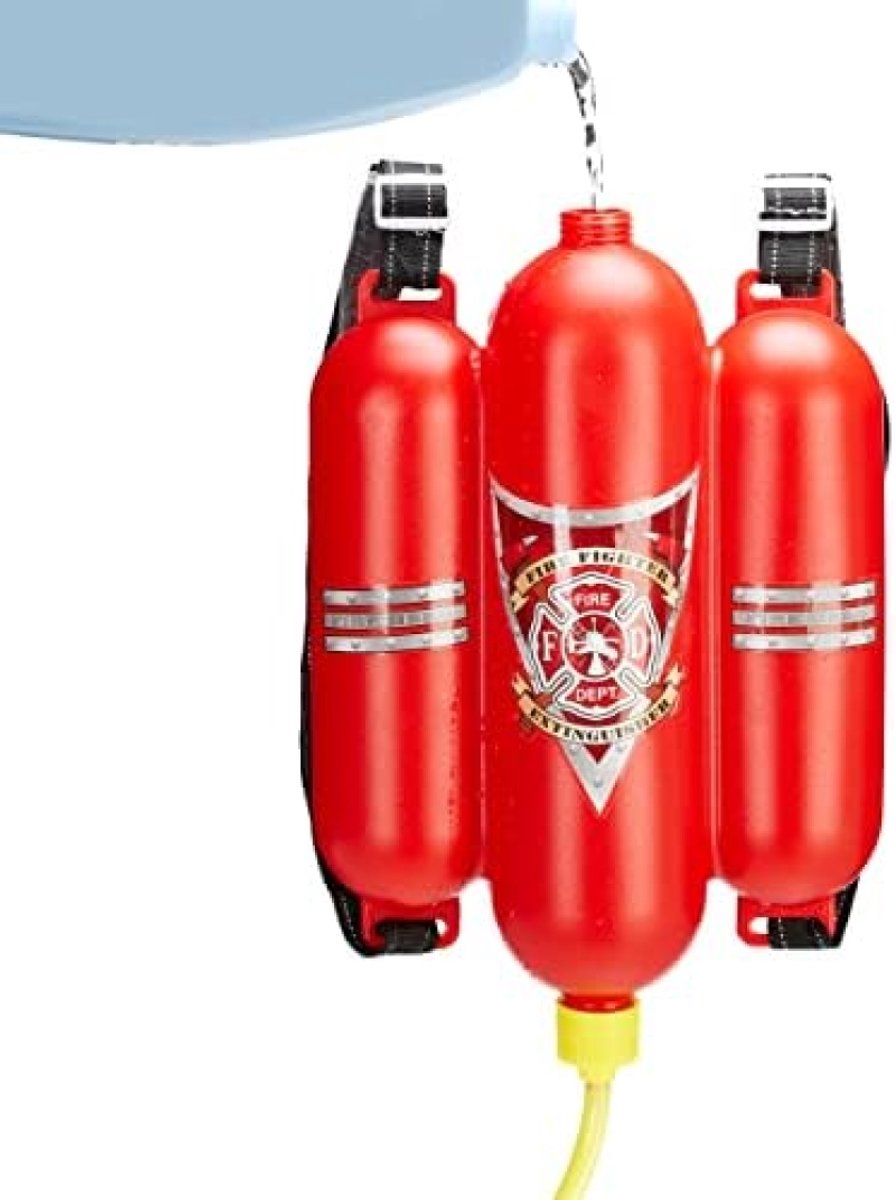   brandweer, 2,5 liter tank, 5 meter reikwijdte, 2 standen, rugzak, rood-geel