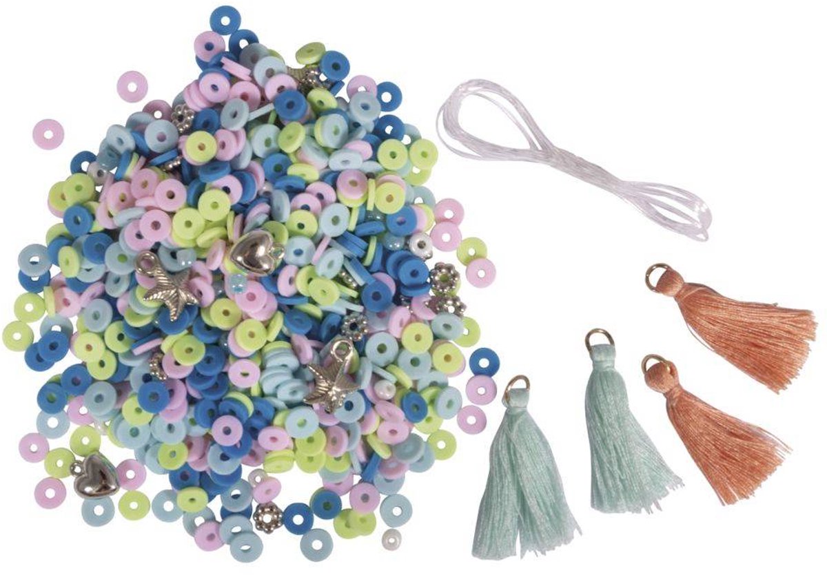 Kralenmix - Rayher - Maak je eigen armbanden - Blauw groen roze