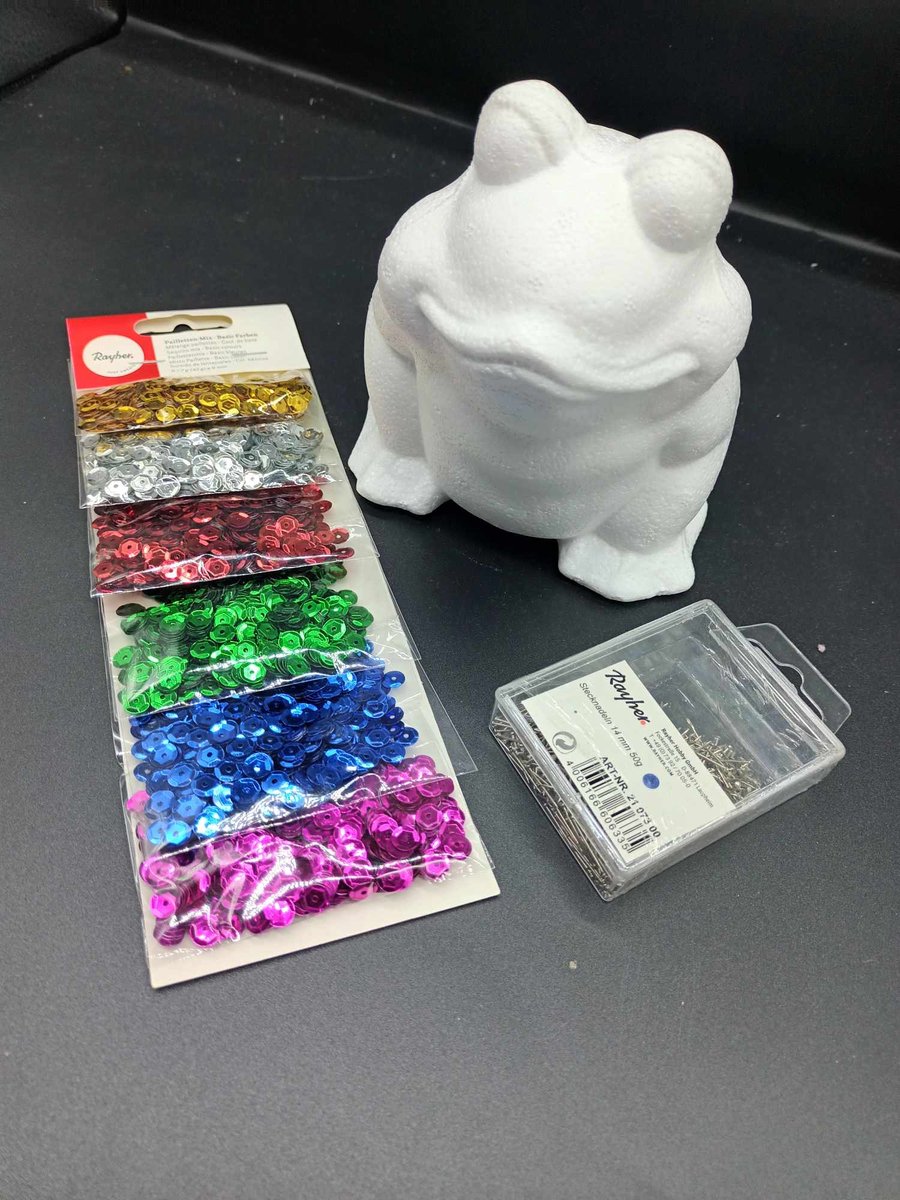 Piepschuim Kikker voor te pailletten - volledig pakket