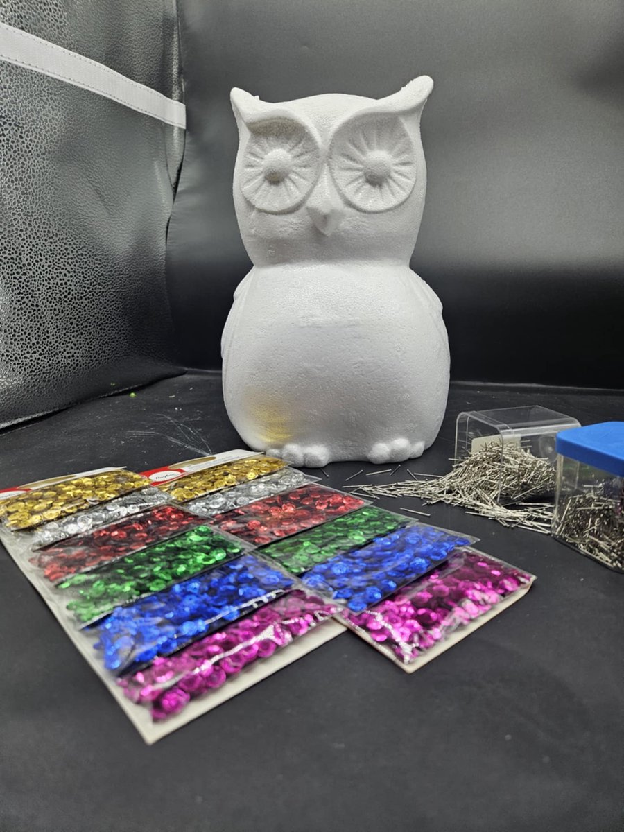 Piepschuim Uil voor te pailletten - volledig pakket - uil - 22cm Hoog