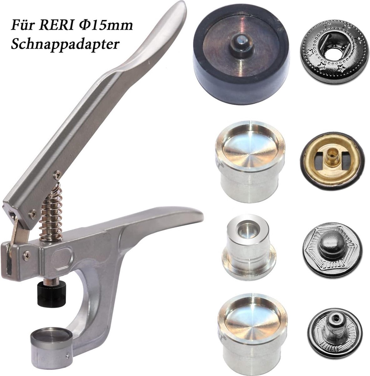 drukknopen met tang 40set 15 mm zwarte drukknopen voor Leathercraft Jacket handtas portemonnee