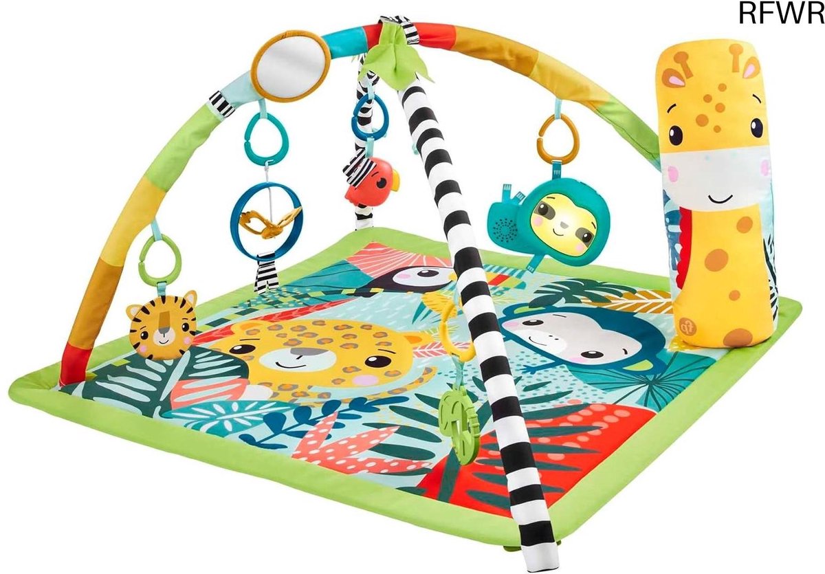 RFWR® 3-in-1 Babygym voor Babys en Peuters - Speelmat met Interactieve Speeltjes, Licht en Geluid, Regenwoudthema
