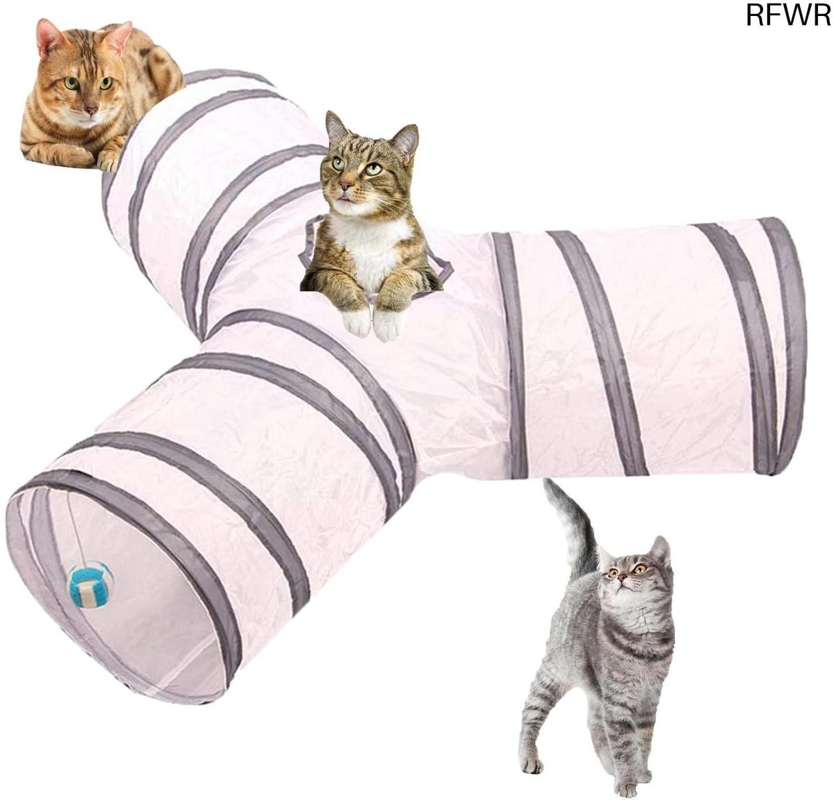 RFWR® 3-weg kattentunnel voor katten en kleine dieren - Opvouwbaar en interactief labyrint