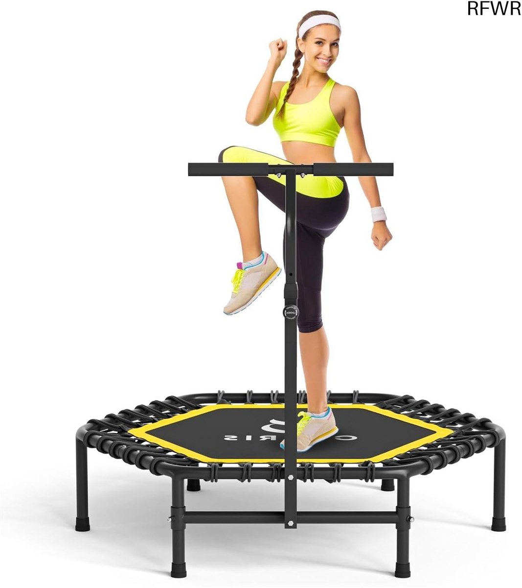 RFWR® 45 inch Fitness Trampoline met Verstelbare Schuimhandgreep