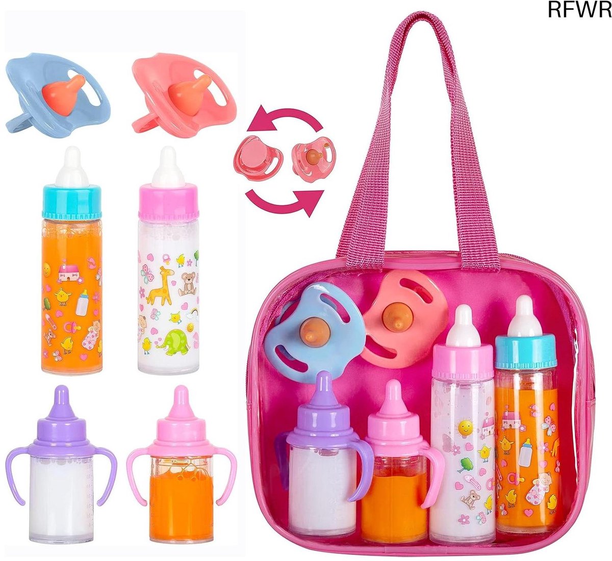 RFWR® Babypop Accessoires Set - 6-delige Luiertas met Magische Fles - Interactief Speelgoed voor Kinderen