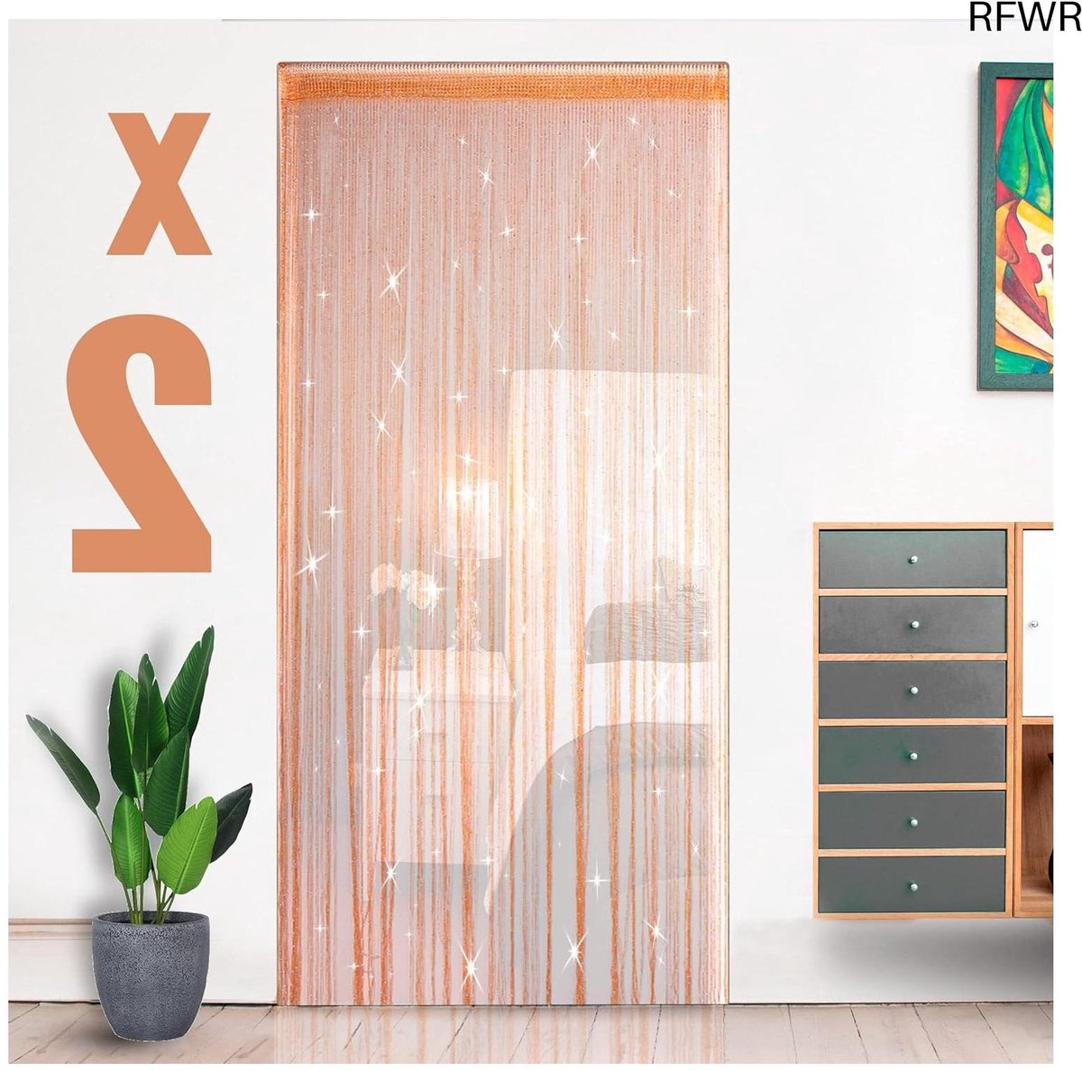  ® Draadgordijn 100 x 200 cm - 2 stuks in Effen Kleur met Glitter - Ideaal voor Bruiloften en Decoratie