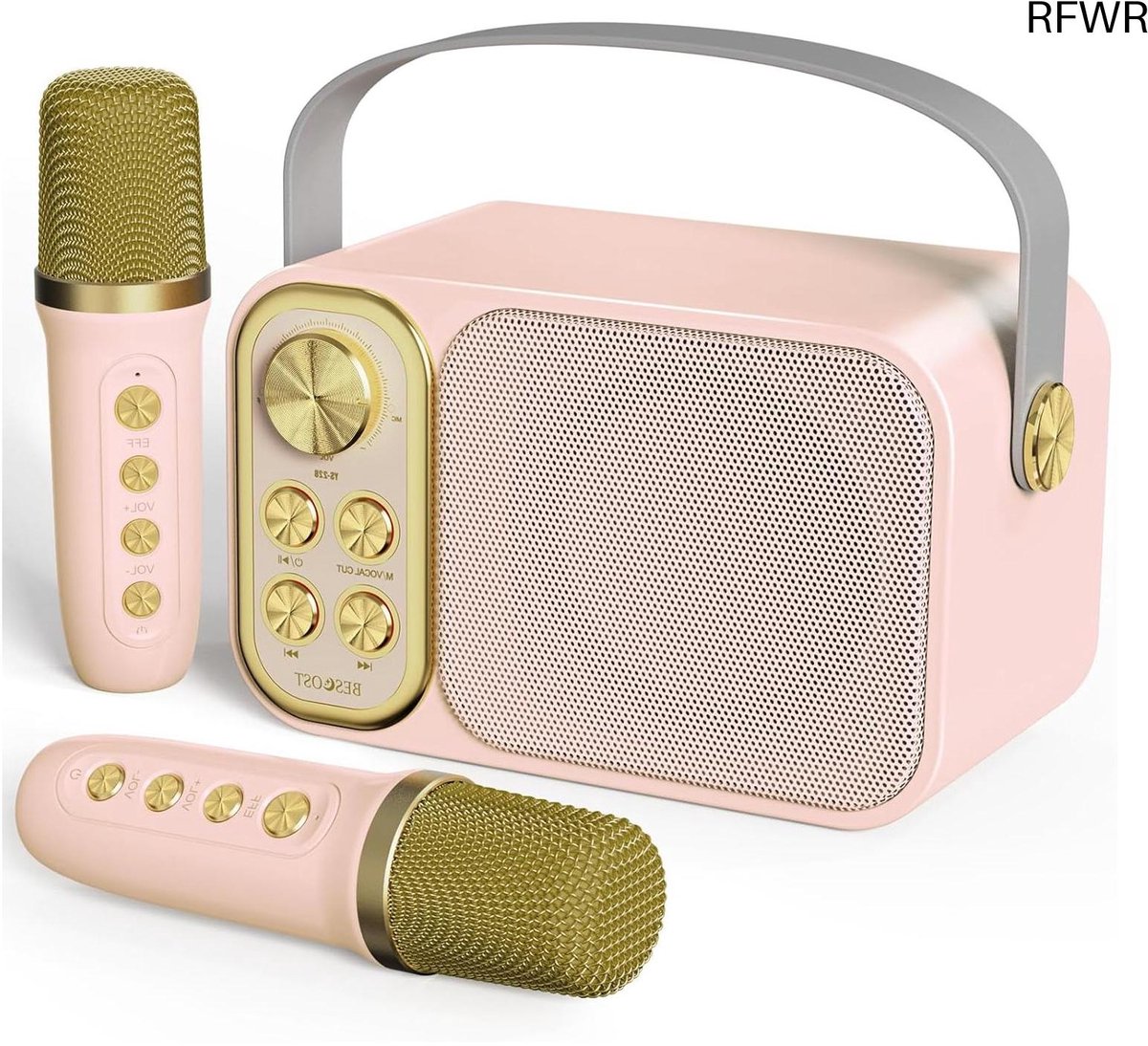 RFWR® Draadloze Karaoke Machine met 2 Microfoons en Bluetooth Verbinding