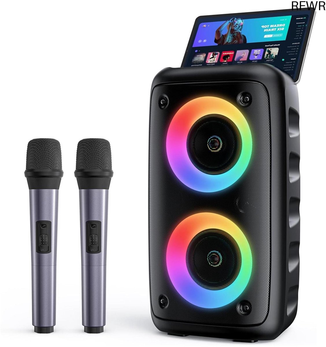 RFWR® Draagbare Karaoke Machine met Draadloze Microfoons en Verbeterde Geluidskwaliteit voor Feesten