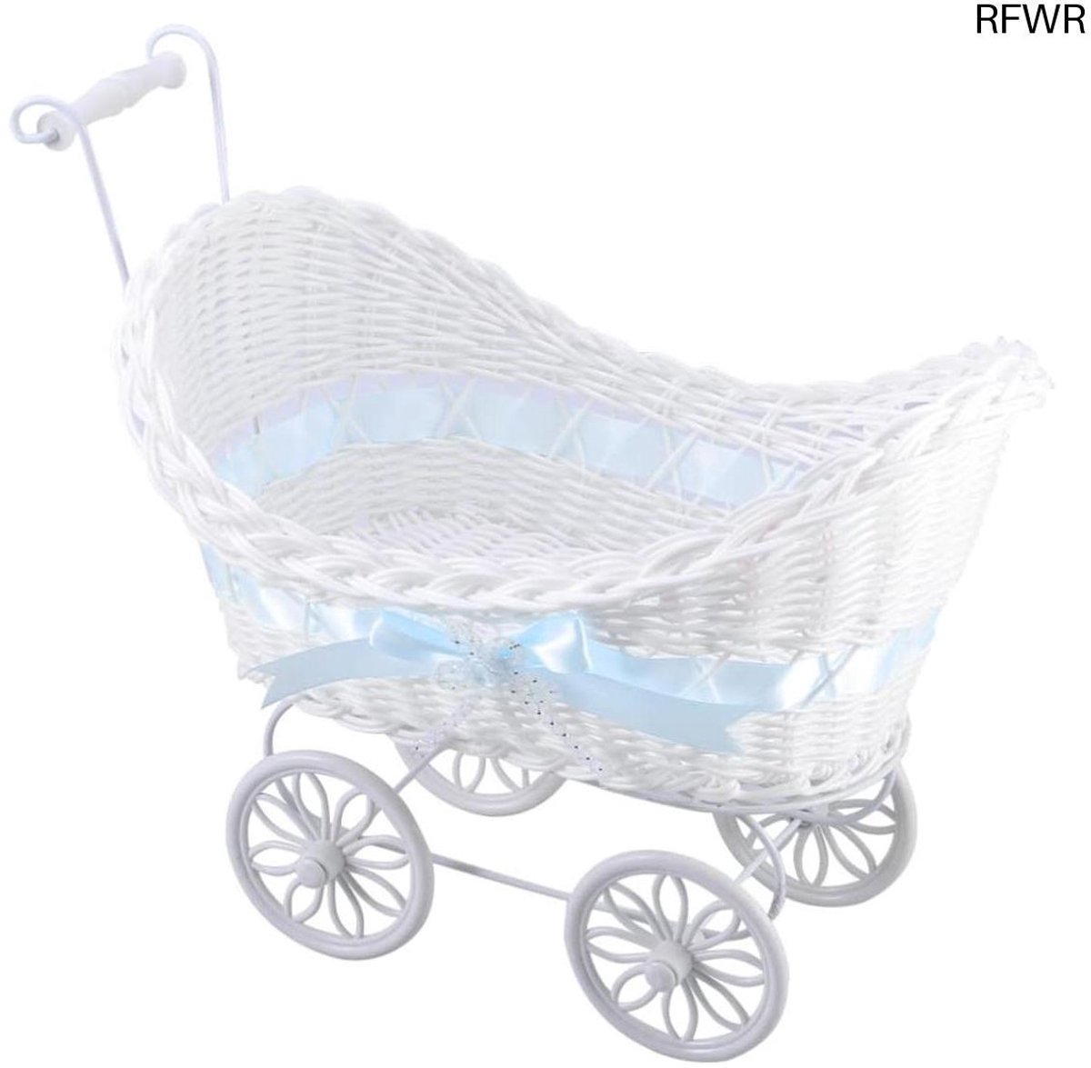 RFWR® Driewieler Kinderwagen voor Poppen - Geweven Mand en Decoratie