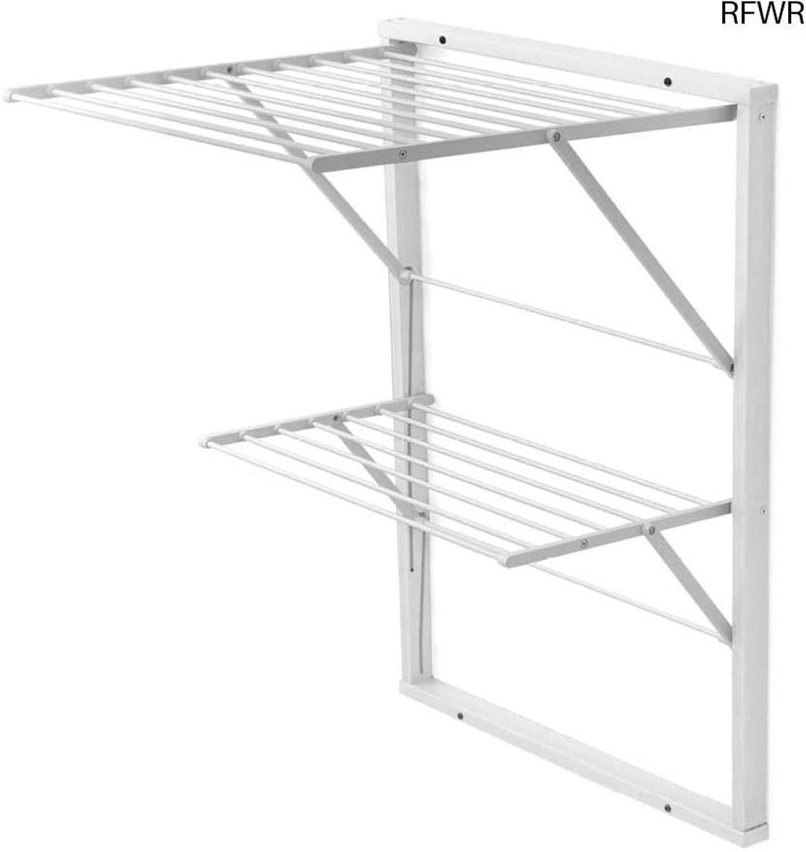 RFWR® Droogrek Hout - Uittrekbaar 11m - Afsluitbaar - Wit - Perfect voor Kleine Ruimtes
