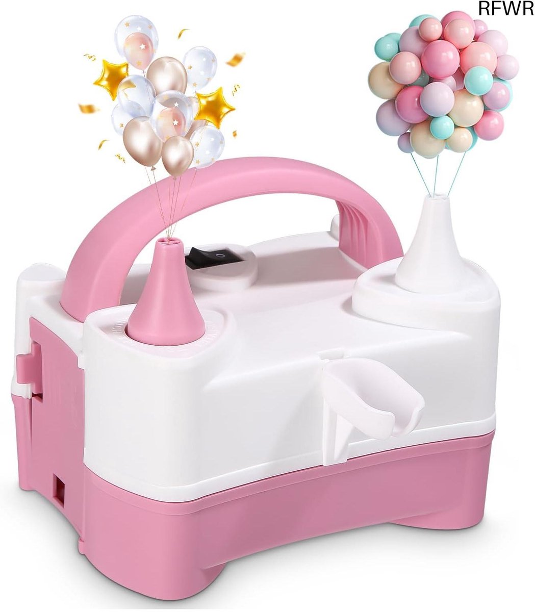  ® Elektrische ballonpomp met dubbele spuitmond en 2 opblaasmodi voor feesten en evenementen