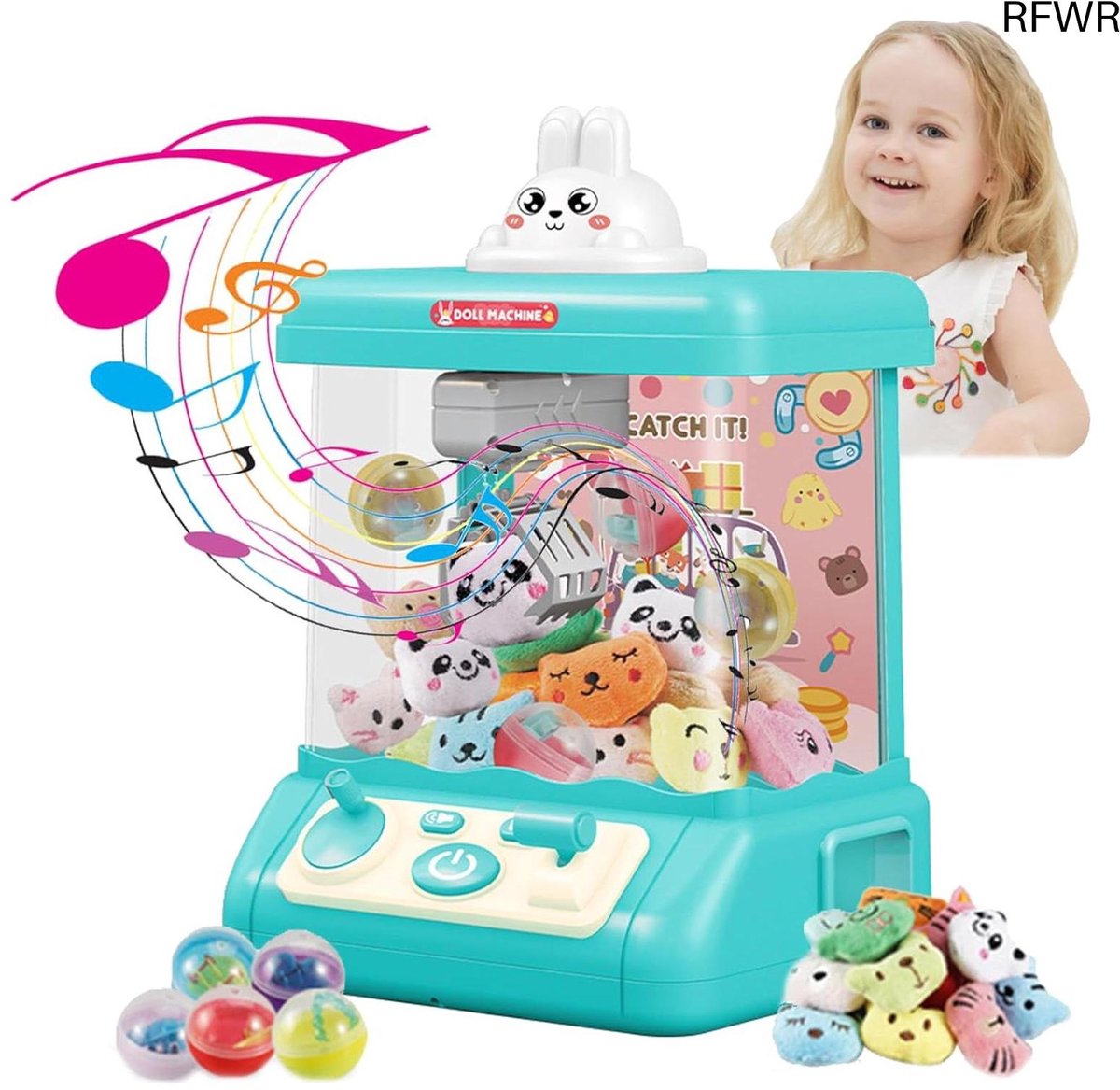 RFWR® Grijparm speelautomaat voor kinderen vanaf 4 jaar met licht, muziek en munten