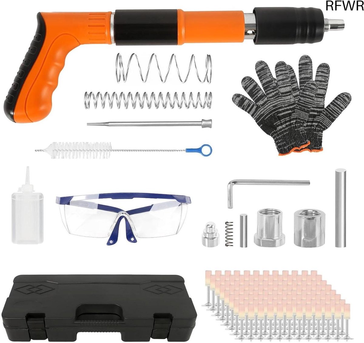  ® Handmatig nagelpistool met 200 nagels voor staal en beton - Draagbaar en stil