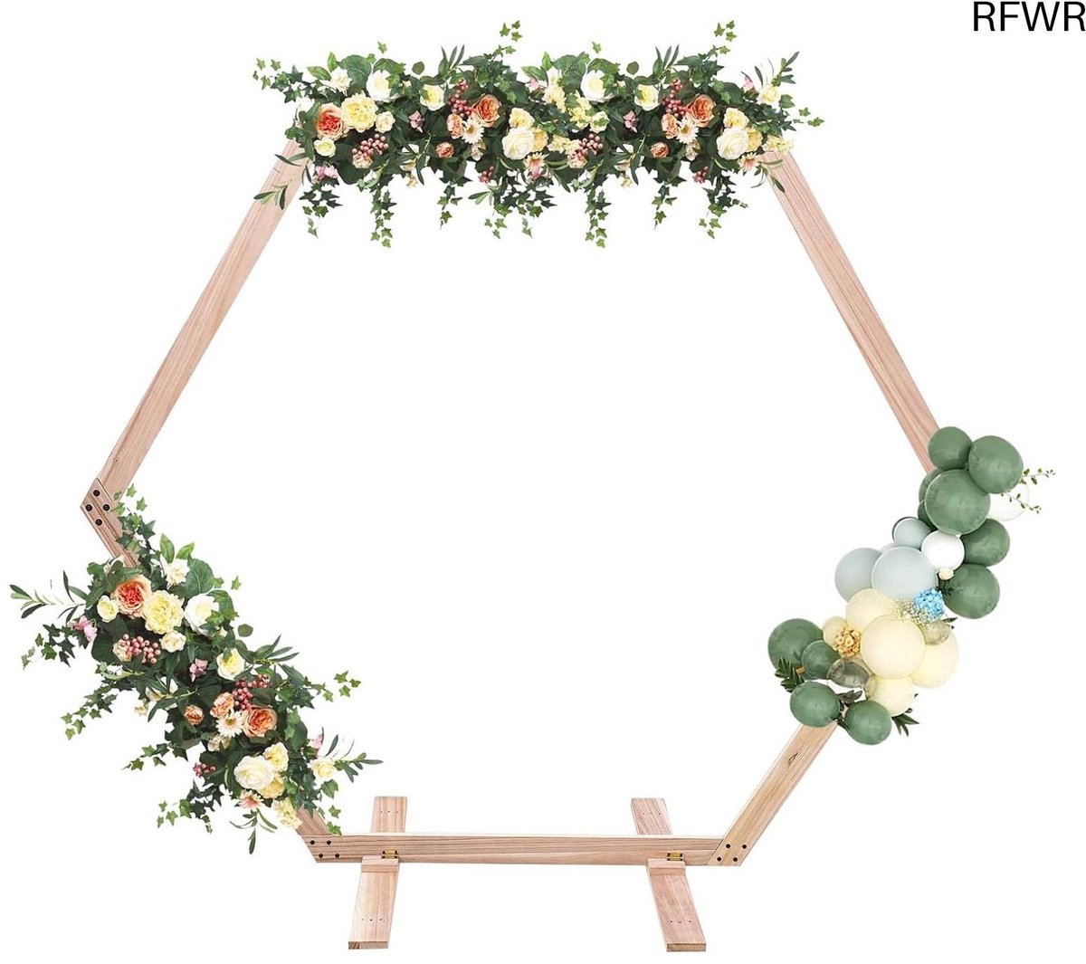 RFWR® Houten Bruiloftsboog Hexagonaal - 2,25 m Decoratie voor Feesten en Evenementen