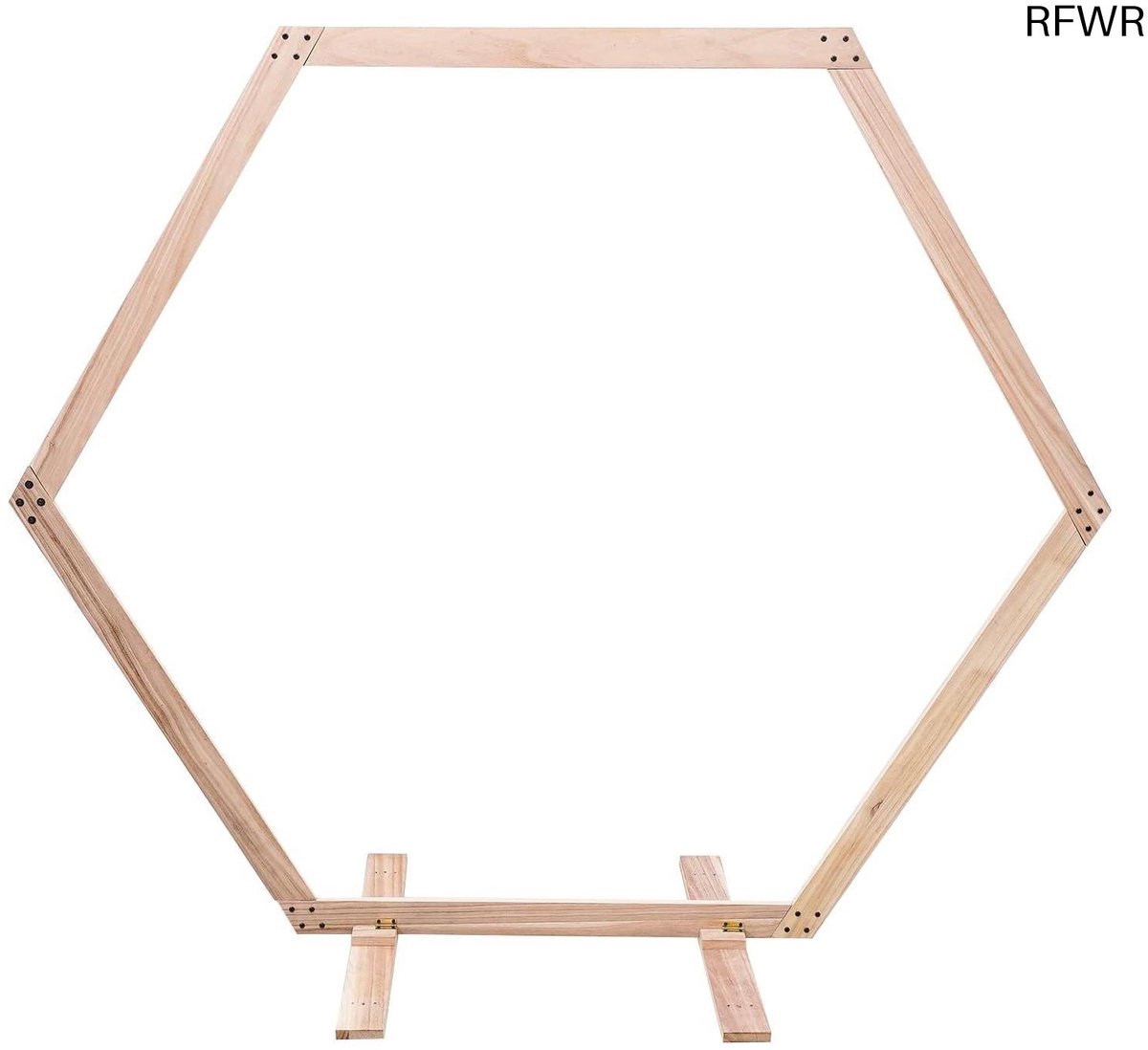 RFWR® Houten Zeshoekige Bruiloftsboog voor Verjaardagsfeest en Tuindecoratie