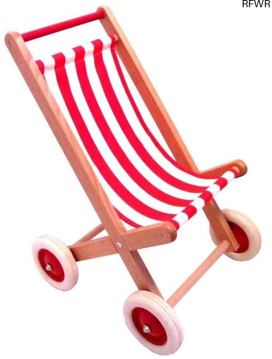 RFWR® Houten poppenwagen met rubberbanden - 40 x 34 x 60 cm