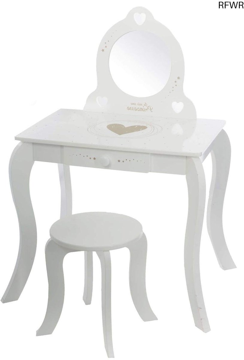 RFWR® Kaptafel voor kinderen met spiegel en kruk - Wit