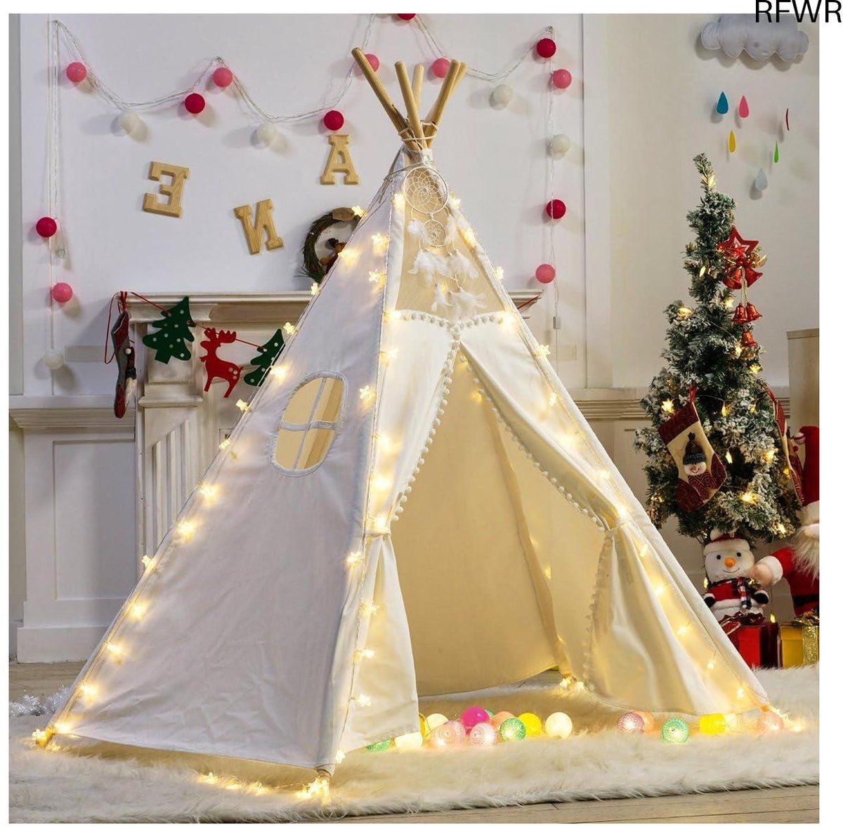 RFWR® Kinder Tipi Tent - Speeltent van 100% Katoen met Speelmat