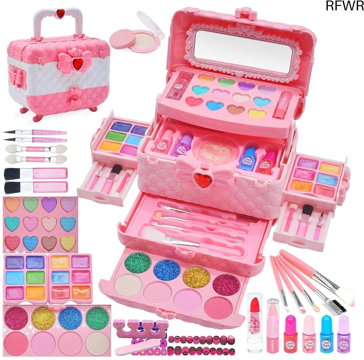 RFWR® Kindermake-upset voor Meisjes - Veilige en Wasbare Make-up voor Kinderen van 4 tot 12 Jaar