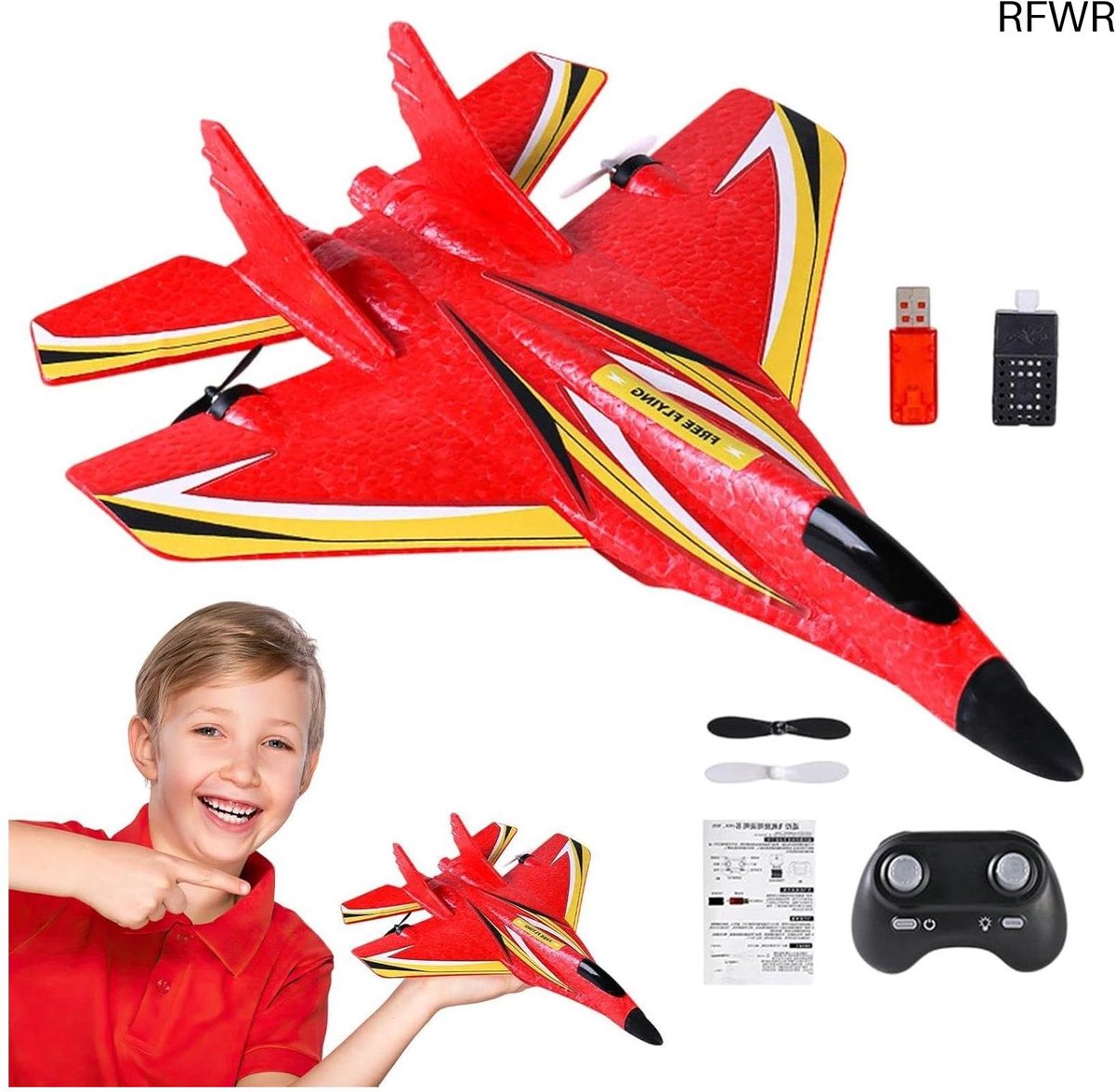 RFWR® LED Licht RC Vliegtuig voor Kinderen - Educatief en Waterdicht RC Vliegtuig