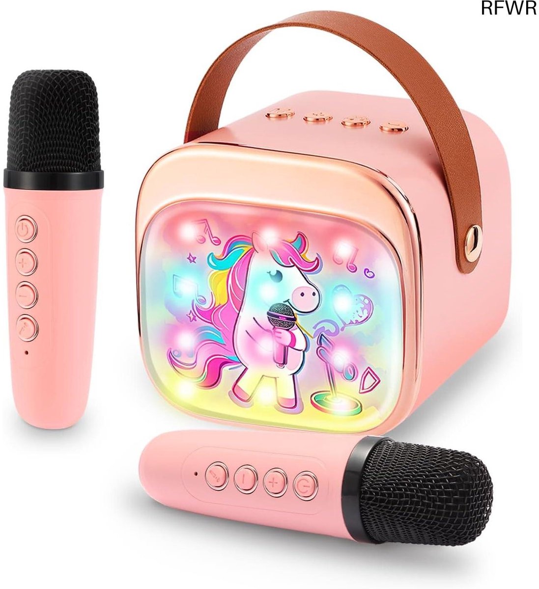 RFWR® Mini Karaoke Machine met 2 Draadloze Microfoons voor Kinderen - Ideaal Speelgoed voor Meisjes van 3 tot 12 Jaar