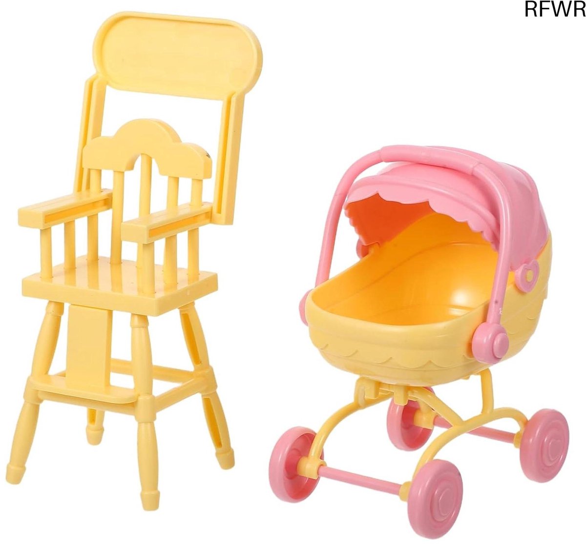  ® Miniatuur Poppenhuisaccessoires - Kinderwagen En Kinderstoel Voor Fantasiespel
