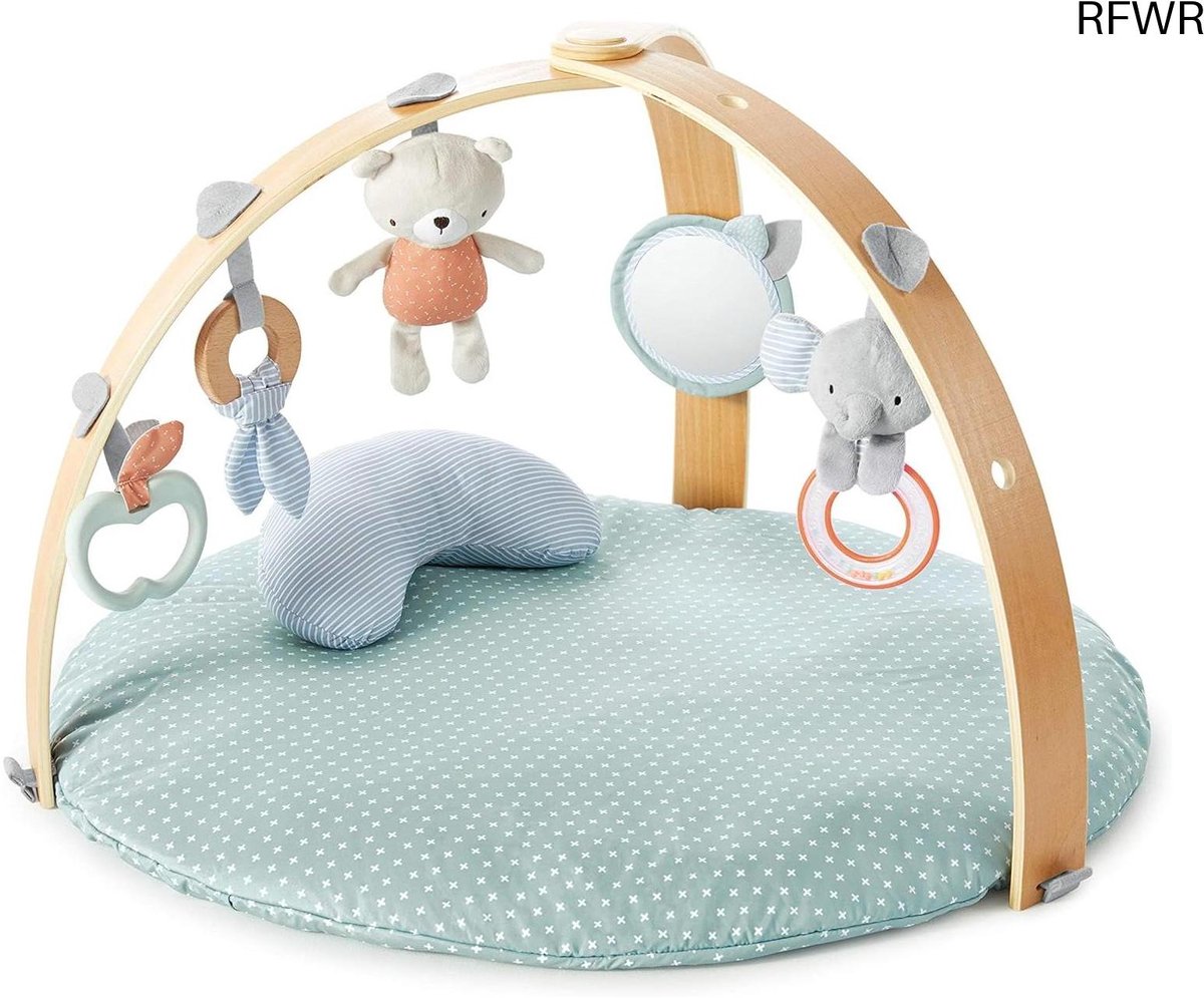 RFWR® Omkeerbare spelen speelmat met dichte deken en houten boog voor babys