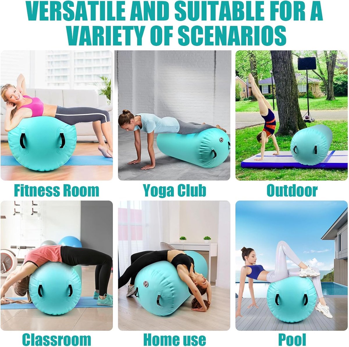 RFWR® Opblaasbare Air Roll 100x60 cm - Ideaal voor Gymnastiek, Fitness, Yoga en Taekwondo