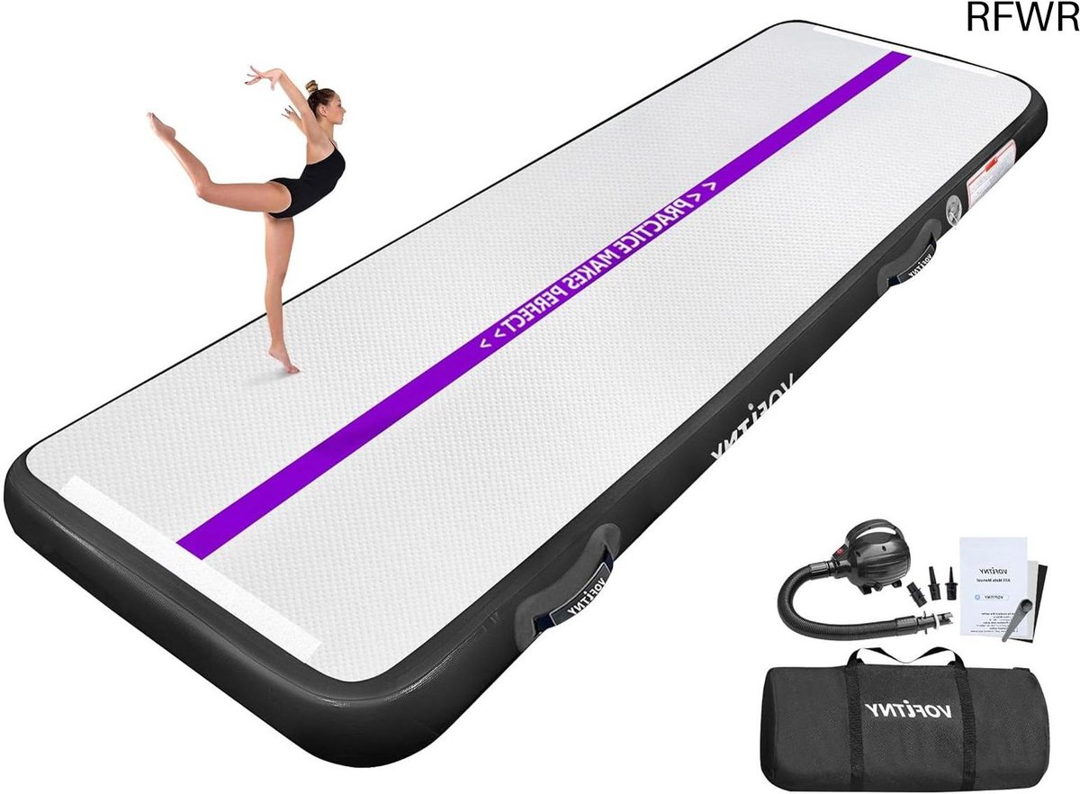  ® Opblaasbare Gymnastiekmat voor Thuis en Sportschool - Stevige Tumble Track 6,6/10/13/16/20ft
