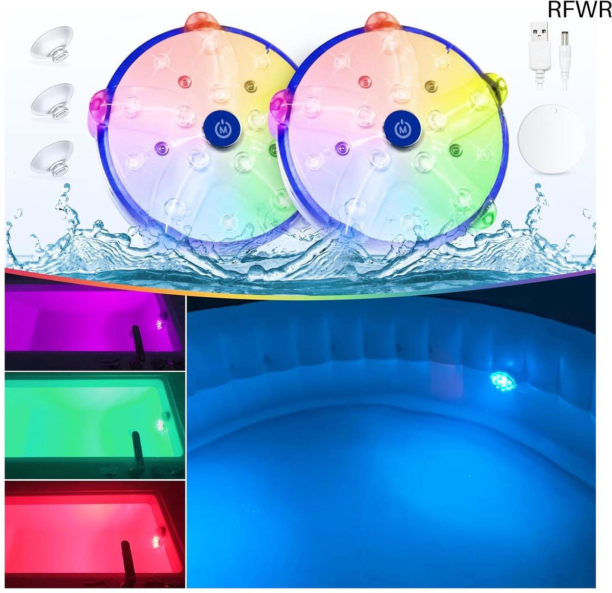 RFWR® Oplaadbare drijvende hot tub lichten met kleurverandering - LED zwembadverlichting voor onderwater