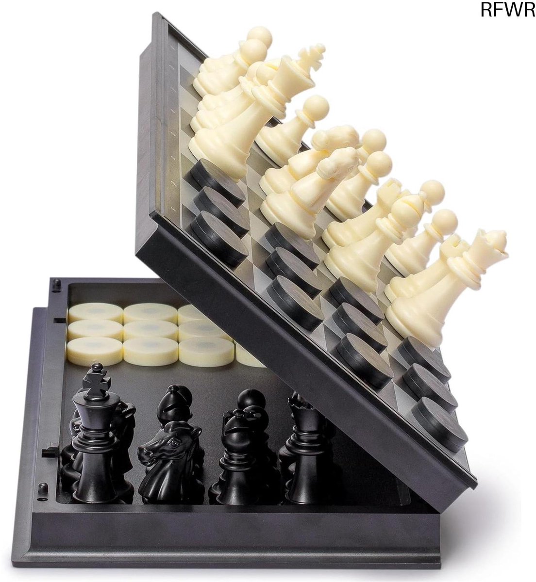 RFWR® Opvouwbaar Magnetisch Schaak- en Damspel Reisset - 31,8 cm, Perfect voor Reizen