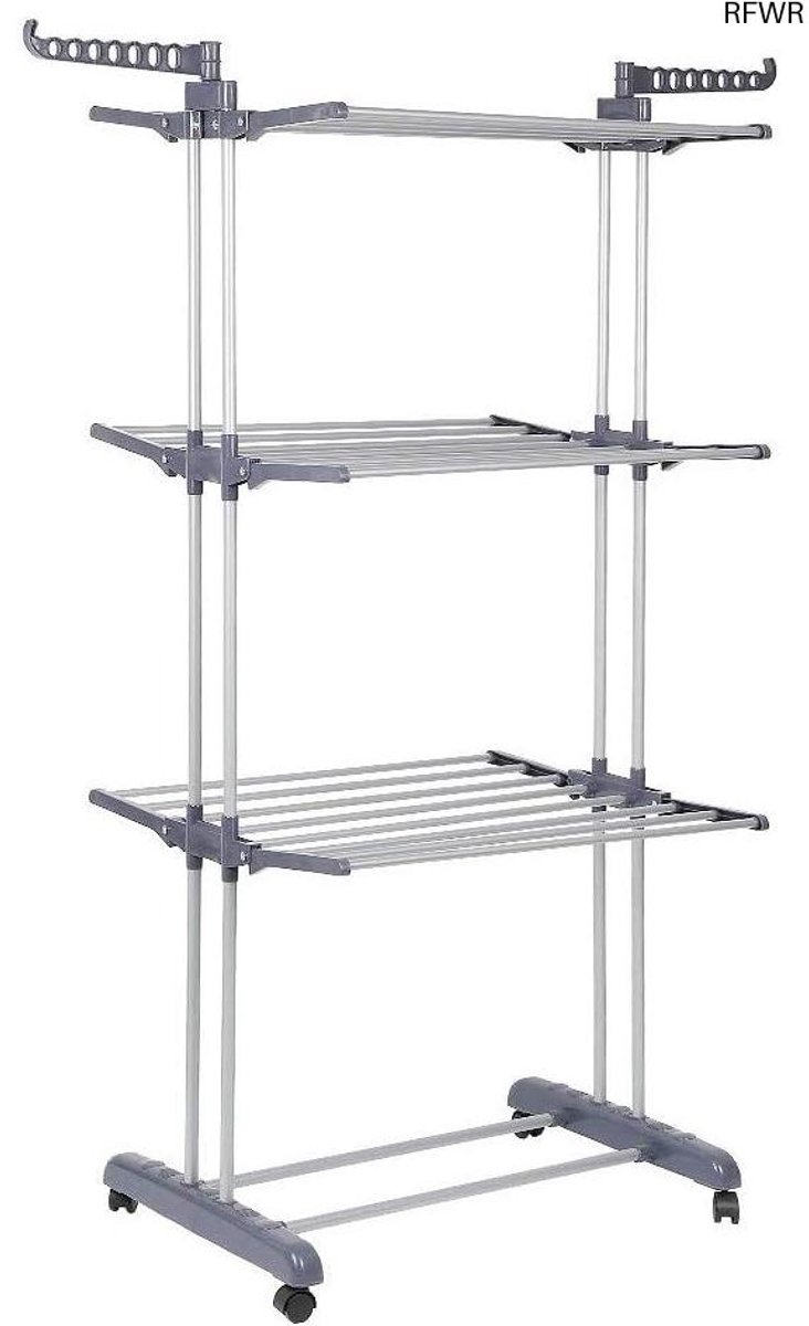 RFWR® Opvouwbare droogrek met verstelbare hoogte en wielen voor binnen en buiten