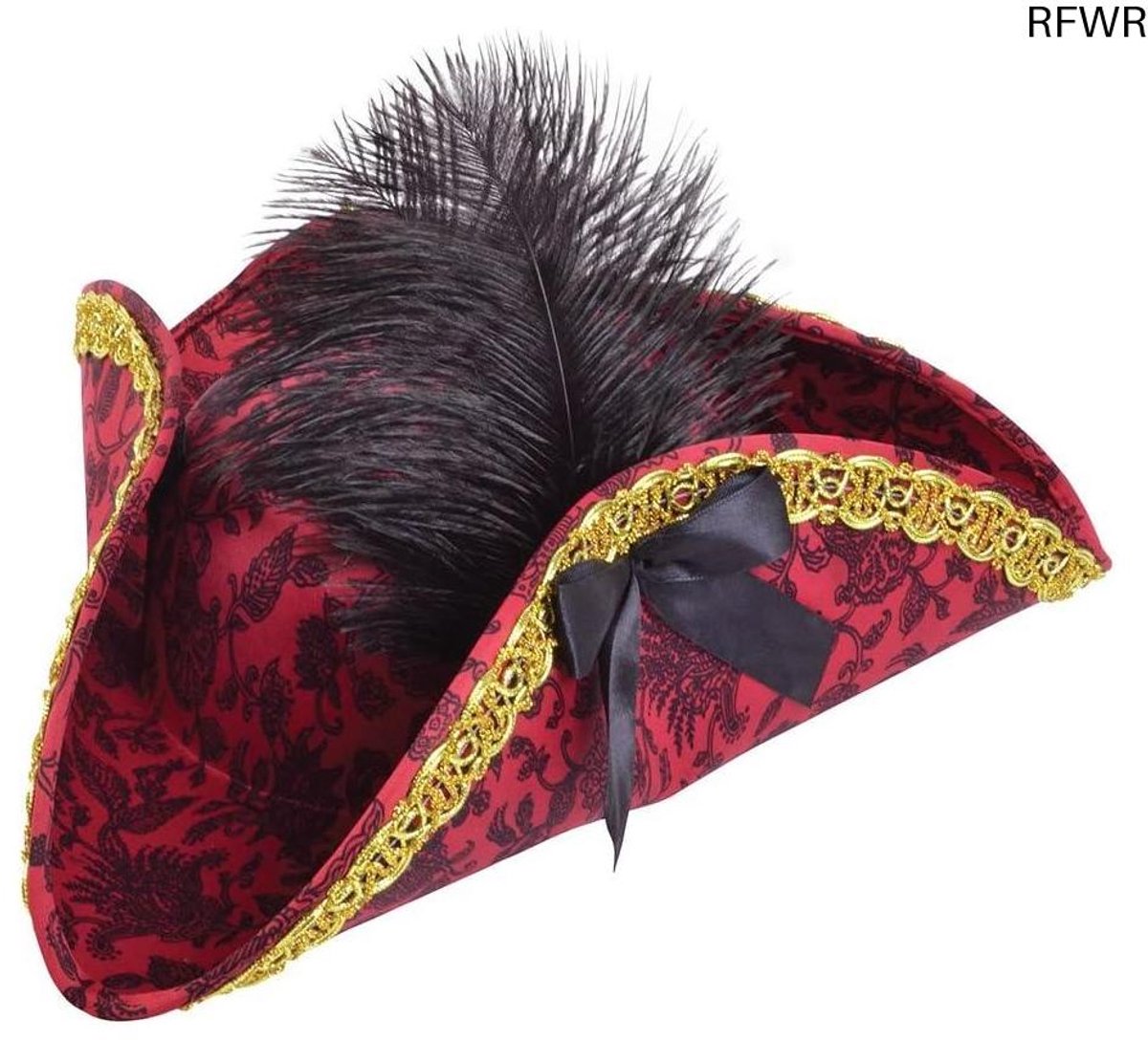 RFWR® Piraten driepuntige hoed rood dames