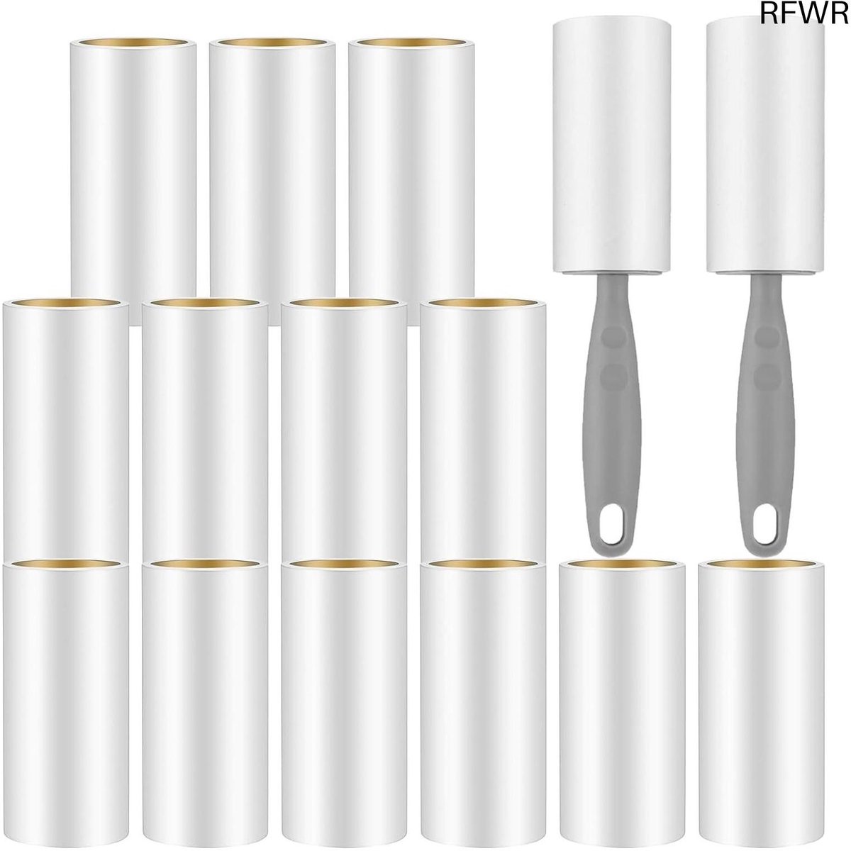  ® Pluisroller Set met 15 Rollen - 900 Vellen Extra Kleefrijke Lint Roller voor Kleding, Dierenhaar en Meubels