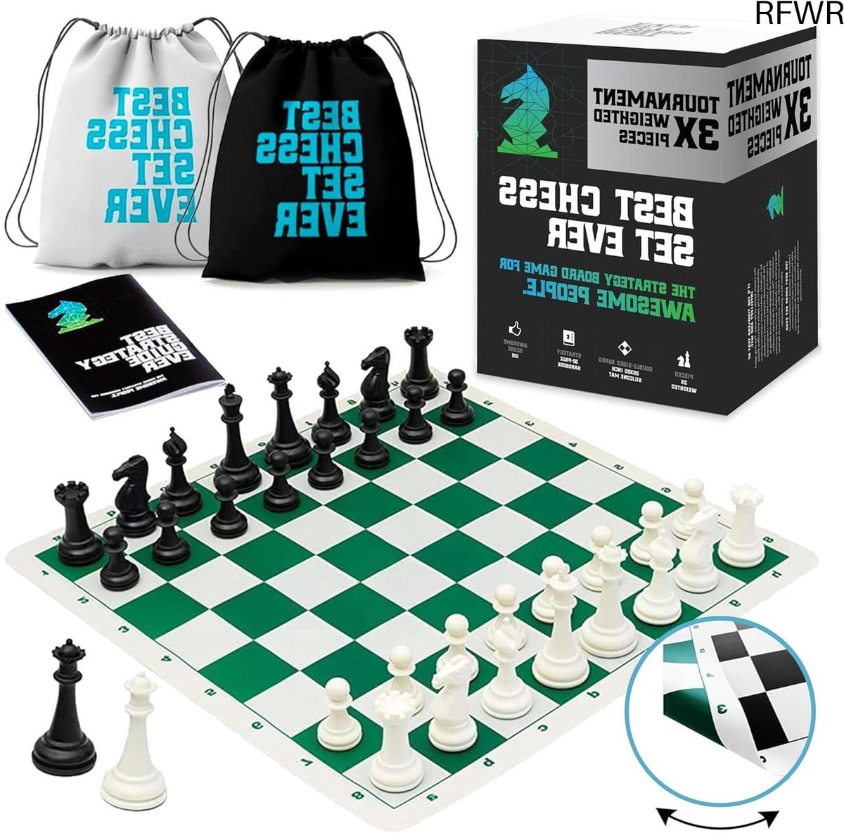 RFWR® Professionele Toernooi Schaakset met Siliconen Bord en Gewogen Staunton Stukken