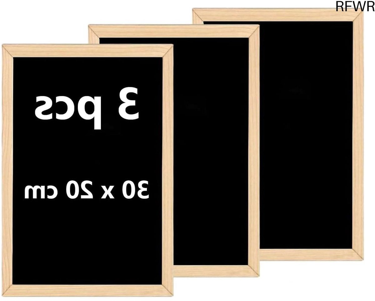 RFWR® Set van 3 Kleine Krijtborden met Houten Frame - 20 x 30 cm, Perfect voor Feesten en Decoratie