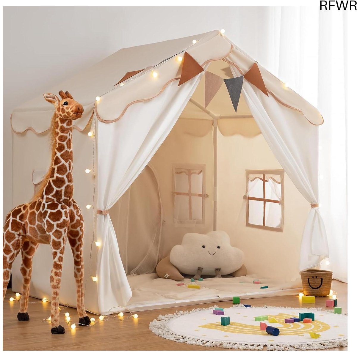 RFWR® Speelhuis Tent voor Kinderen met Mat en Lichtjes - 2-in-1 Binnen Speeltent