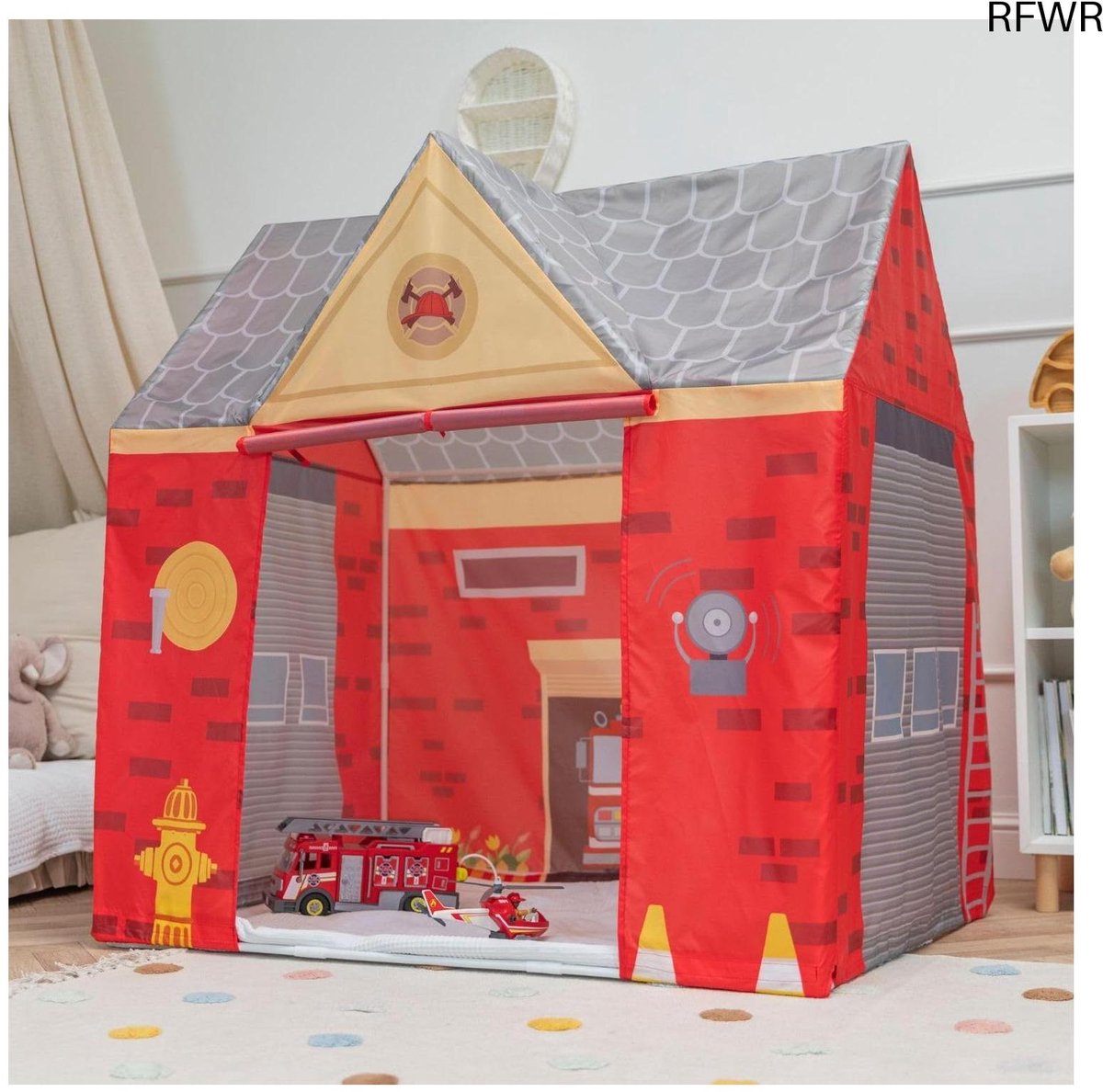  ® Speelhuisje Brandweerhuis voor Kinderen - Opvouwbare   voor Binnen en Buiten - Creatief Avontuur Met Realistisch Ontwerp - Duurzaam en Veilig