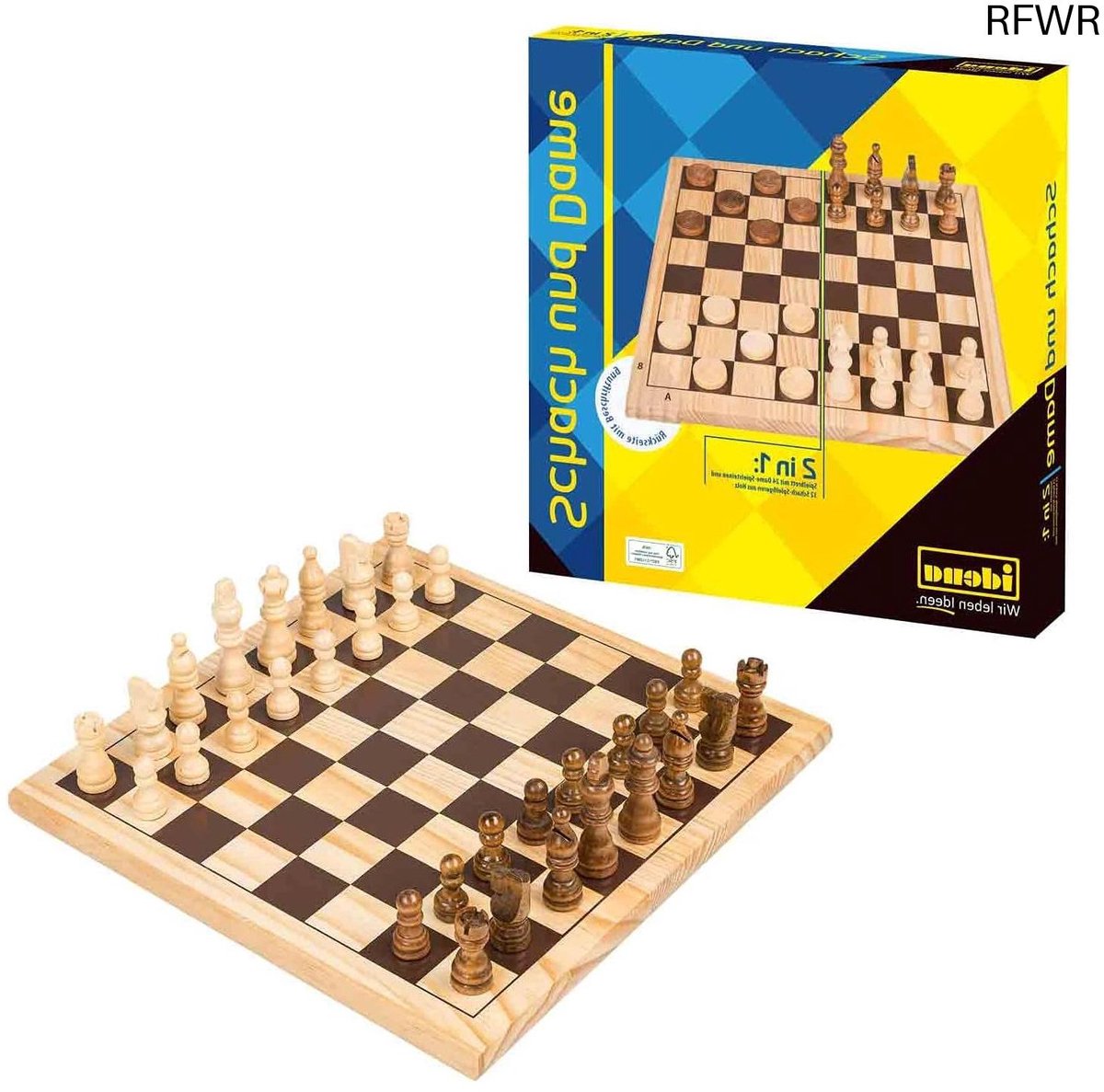  ® Speelklassiekers: 2-in-1 Schaken en Damspel met   en Figuren voor Gezellige Spelavonden