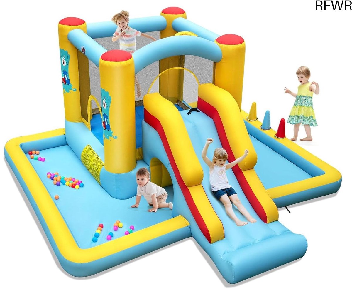  ® Springkasteel met Glijbaan en Trampoline voor Kinderen - Speelparadijs voor Binnen en Buiten
