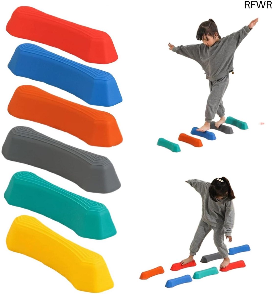 RFWR® Stapstenen voor Kinderen - 6 Stuks Stapelbare Evenwichtsstenen voor Speeltuinen