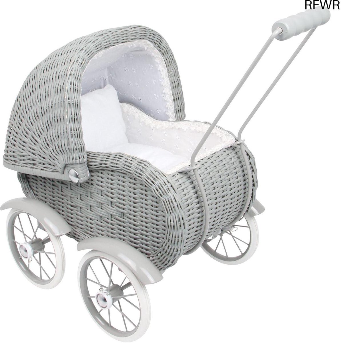 RFWR® Vintage Poppenwagen met Beddengoed voor Kinderen vanaf 3 Jaar